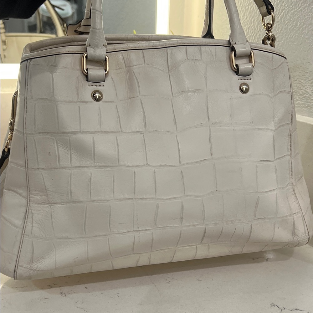 Coach Ivory Croc-Embossed Satchel - Picture 5 of 16